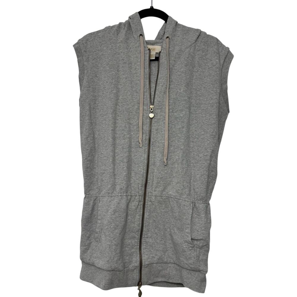 Torn‎ Sleeveless Full Zip Hooded Gray Comfort Vest Jacket Womens Small